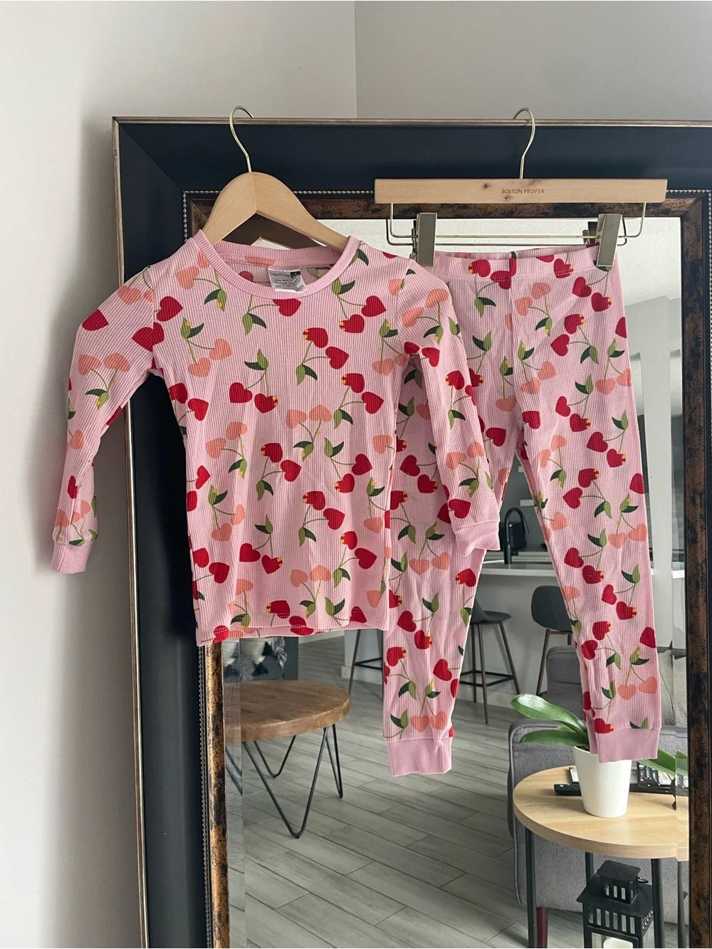 Lily & Dan Girls Cherry Waffle Knit Pajama Set | Size 6–6X